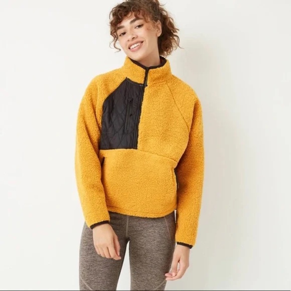 JoyLab Women's‎ 1/2-Zip Sherpa Pullover Jacket Harvest Gold M